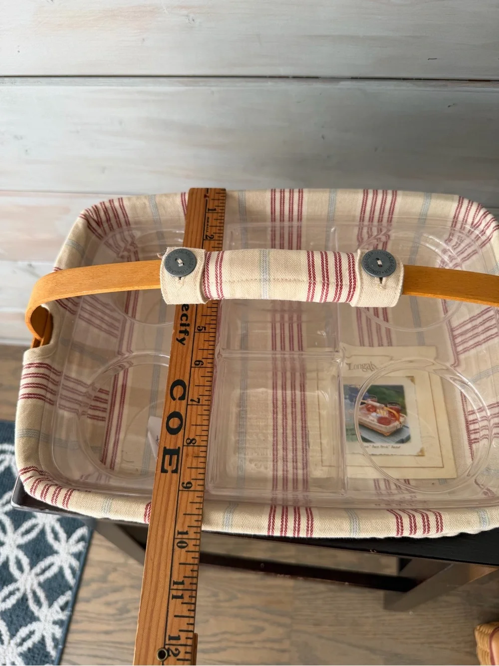 Longaberger Back Porch Basket 2 protectors and striped liner